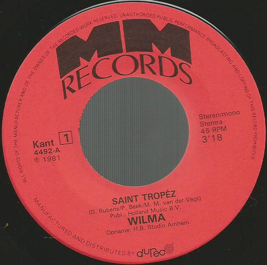 Wilma - Saint Tropez 14390 Vinyl Singles Hoes: Generic