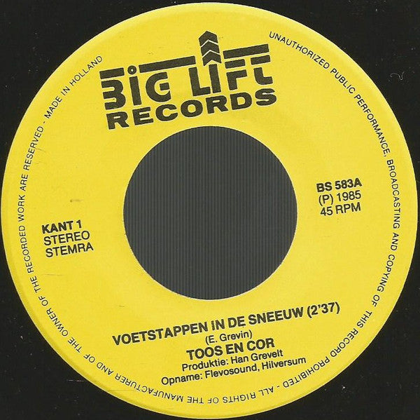 Toos & Cor - Voetstappen In De Sneeuw 23580 28760 Vinyl Singles Goede Staat