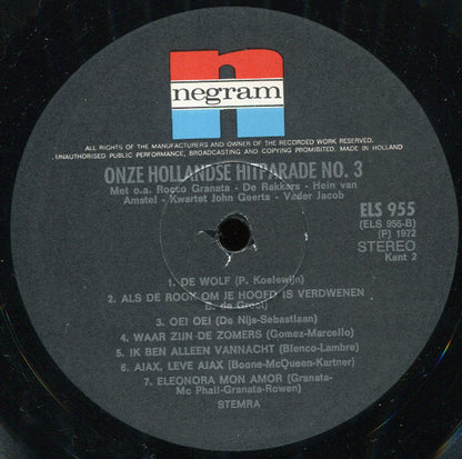 Various - Onze Hollandse Hitparade Nr. 3 (LP) 51395 Vinyl LP Goede Staat