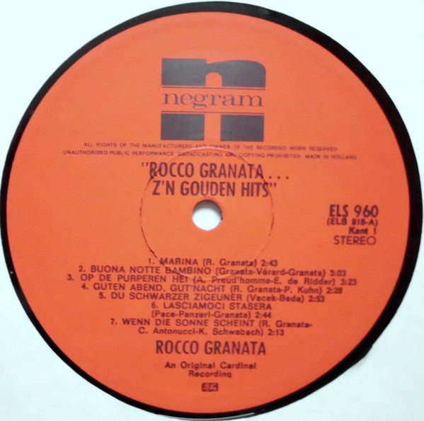 Rocco Granata - Z'n Gouden Hits (LP) 49319 Vinyl LP Goede Staat