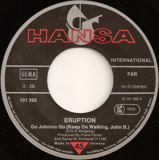 Eruption - Go Johnnie Go (Keep On Walking, John B.) 24862 Vinyl Singles Goede Staat