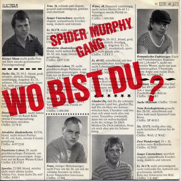 Spider Murphy Gang - Wo Bist Du 29866 Vinyl Singles Goede Staat