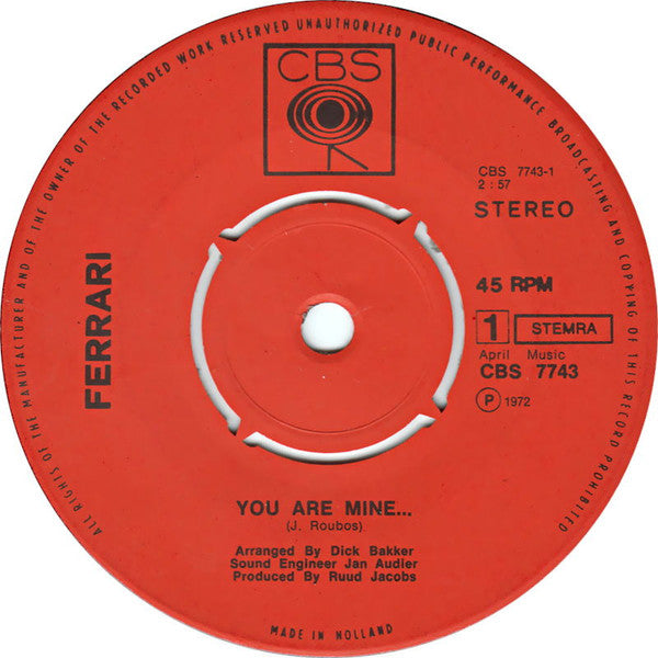 Ferrari - You Are Mine 29364 Vinyl Singles Goede Staat