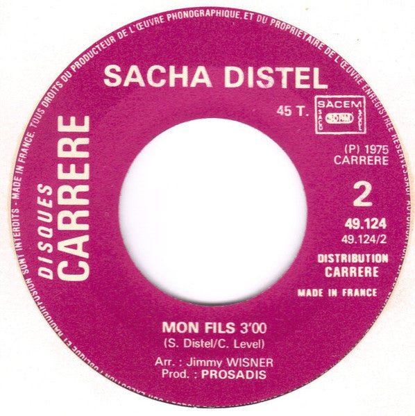 Sacha Distel - Vite, Chérie, Vite 30944 Vinyl Singles Goede Staat