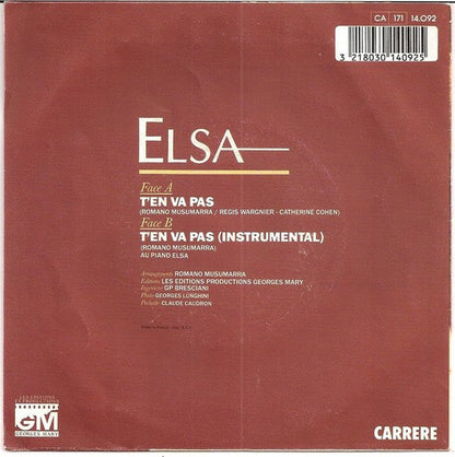 Elsa - T'en Va Pas 31429 19072 25794 36925 Vinyl Singles Goede Staat