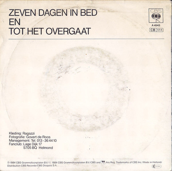 V.O.F. De Kunst - Zeven Dagen In Bed 28660 06159 04369 14944 Vinyl Singles Goede Staat