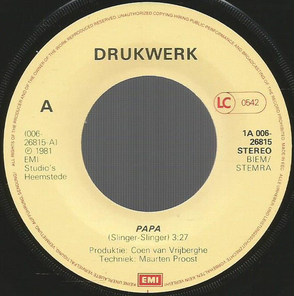 Drukwerk - Pappa 28237 Vinyl Singles Goede Staat