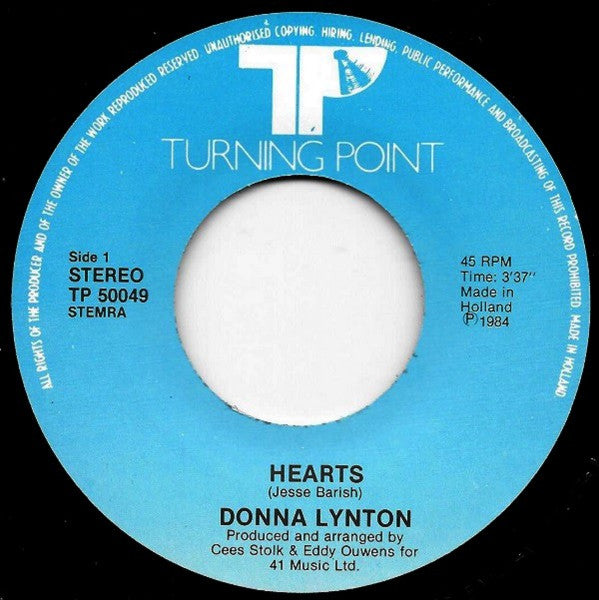 Donna Lynton - Hearts 16792 Vinyl Singles Goede Staat