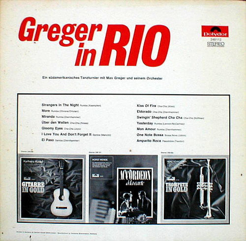 Max Greger Und Sein Orchester - Greger In Rio (LP) 49699 Vinyl LP Goede Staat