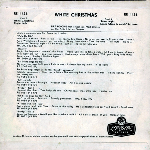 Pat Boone - White Christmas (EP) 12963 Vinyl Singles EP Goede Staat