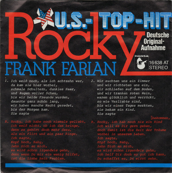 Frank Farian - Rocky 21270 Vinyl Singles Goede Staat