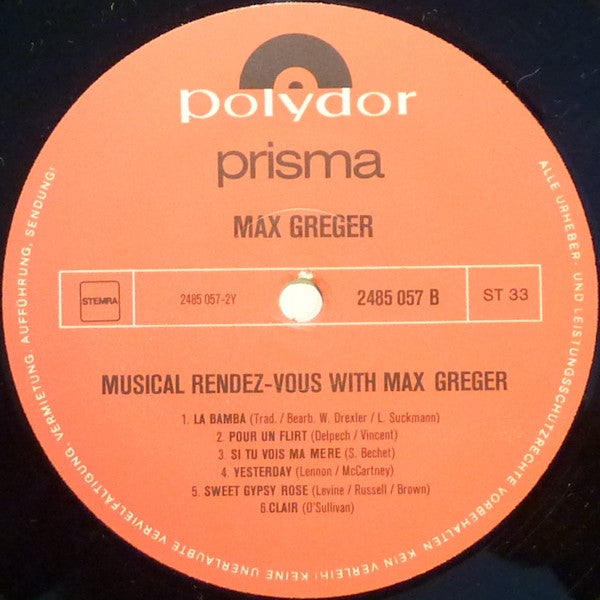 Max Greger - Musical Rendez-Vous (LP) 49692 Vinyl LP Goede Staat