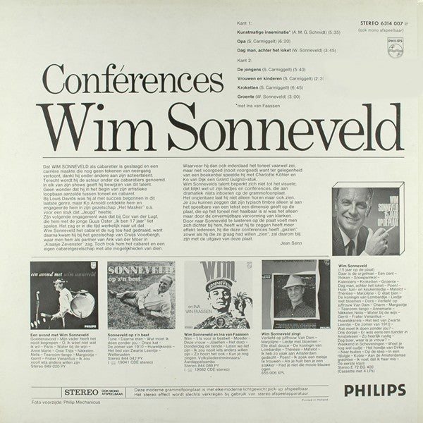 Wim Sonneveld - Conferences (LP) 41269 Vinyl LP Goede Staat