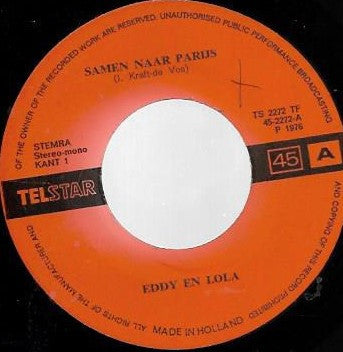 Eddy & Lolla - Samen Naar Parijs 02720 Vinyl Singles Goede Staat