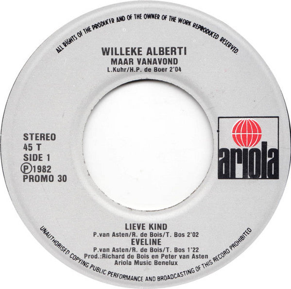 Willeke Alberti - Lieve Kind (Promo) 18133 Vinyl Singles Goede Staat