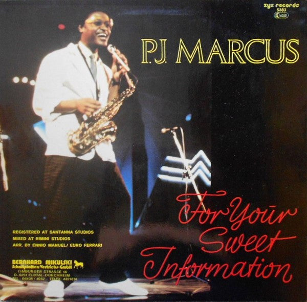 P.J. Marcus - For Your Sweet Information (Maxi-Singles)  42234 Maxi-Singles Goede Staat