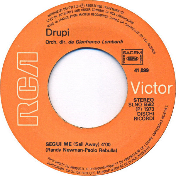 Drupi - Vado Via (Version Originale) 00565 Vinyl Singles Hoes: Generic