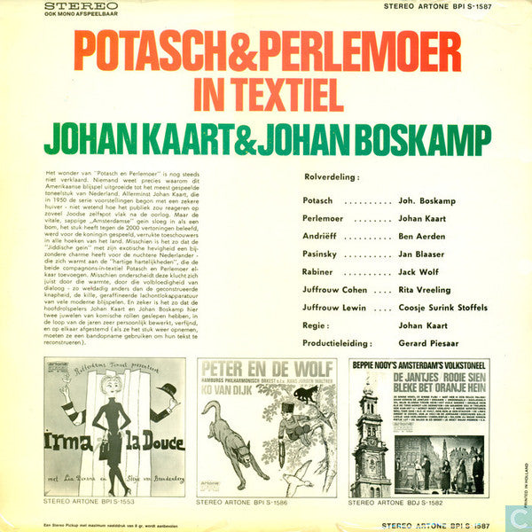 Toneelgezelschap Johan Kaart, Johan Boskamp, Johan Kaart - Potasch & Perlemoer In Textiel (LP) 48439 Vinyl LP Goede Staat