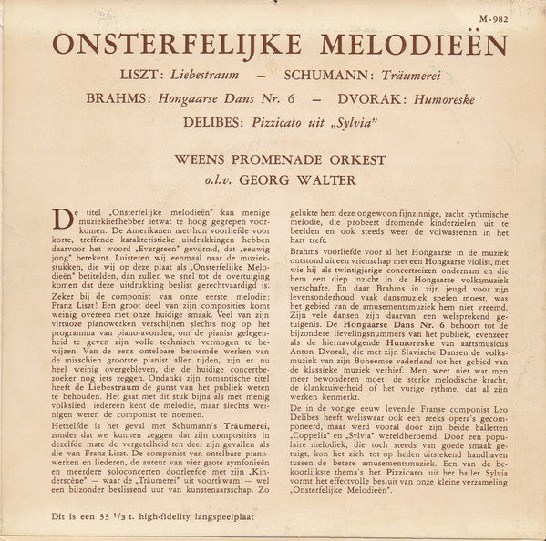 Wiener Promenadenorchester, Boris Mersson - Onsterfelijke Melodiën 19530 Vinyl Singles Goede Staat