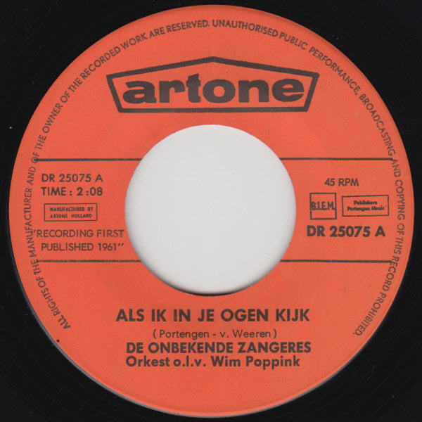 Onbekende Zangeres - Als Ik In Je Ogen Kijk 14301 Vinyl Singles Goede Staat