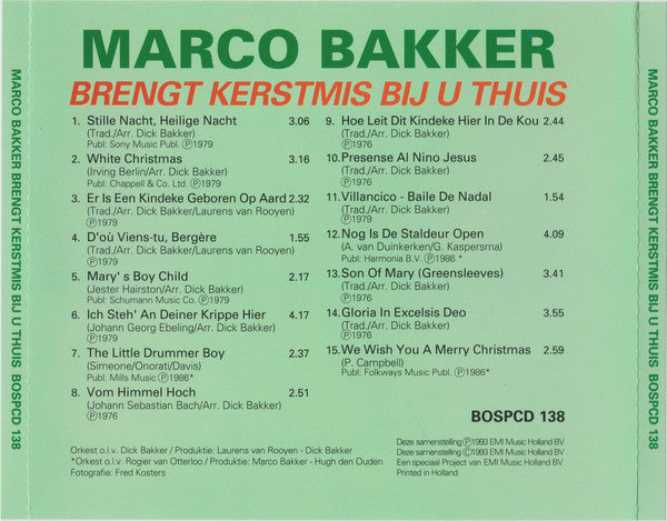 Marco Bakker - Brengt Kerstmis Bij U Thuis (CD) Compact Disc Goede Staat