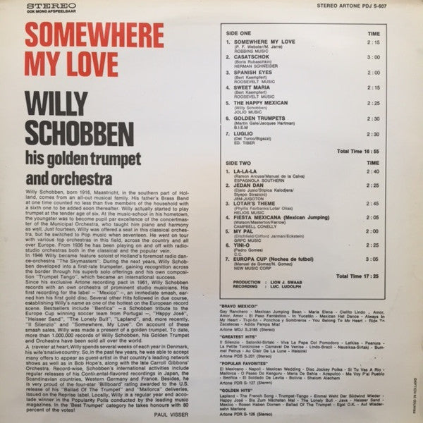 Willy Schobben - Somewhere My Love (LP) 40914 Vinyl LP Goede Staat