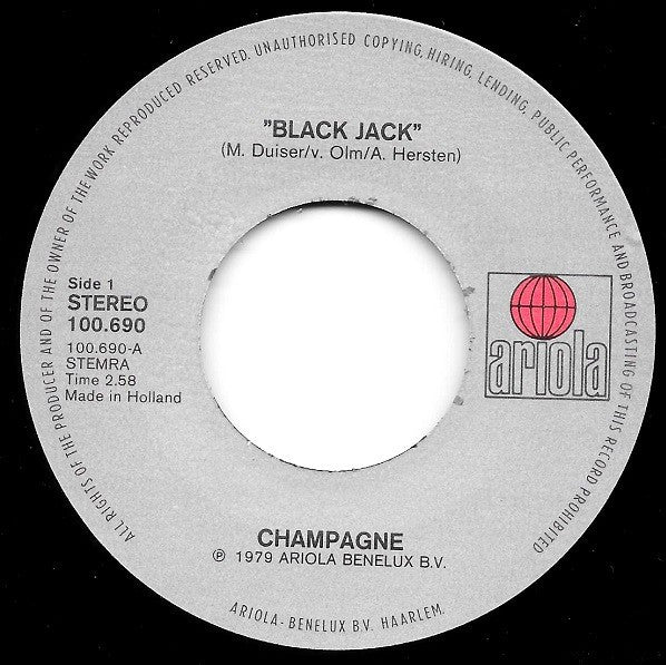 Champagne - Black Jack Vinyl Singles Goede Staat