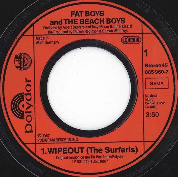 Fat Boys And The Beach Boys - Wipeout 21267 Vinyl Singles Goede Staat