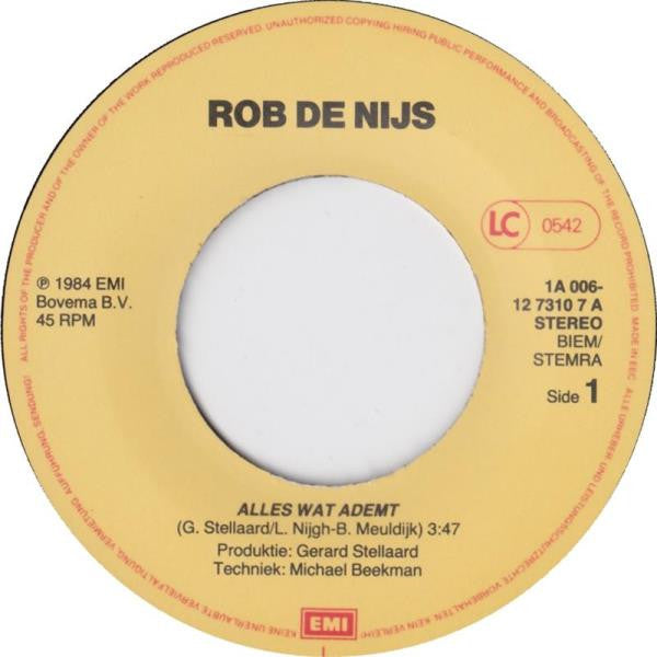 Rob de Nijs - Alles Wat Ademt 10766 Vinyl Singles Goede Staat