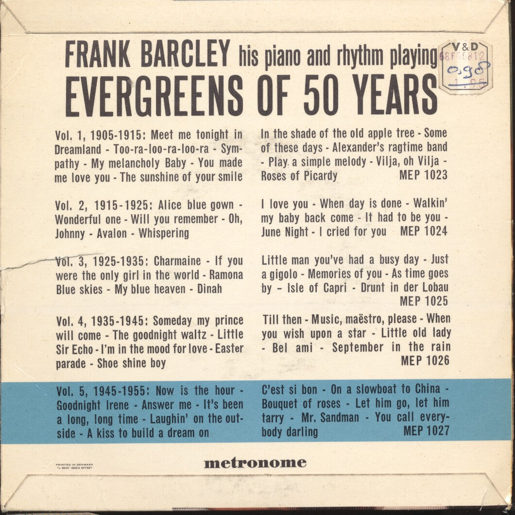 Frank Barcley His Piano And Rhythm - Evergreens Vol. 5 - 1945-1955 24064 Vinyl Singles Goede Staat