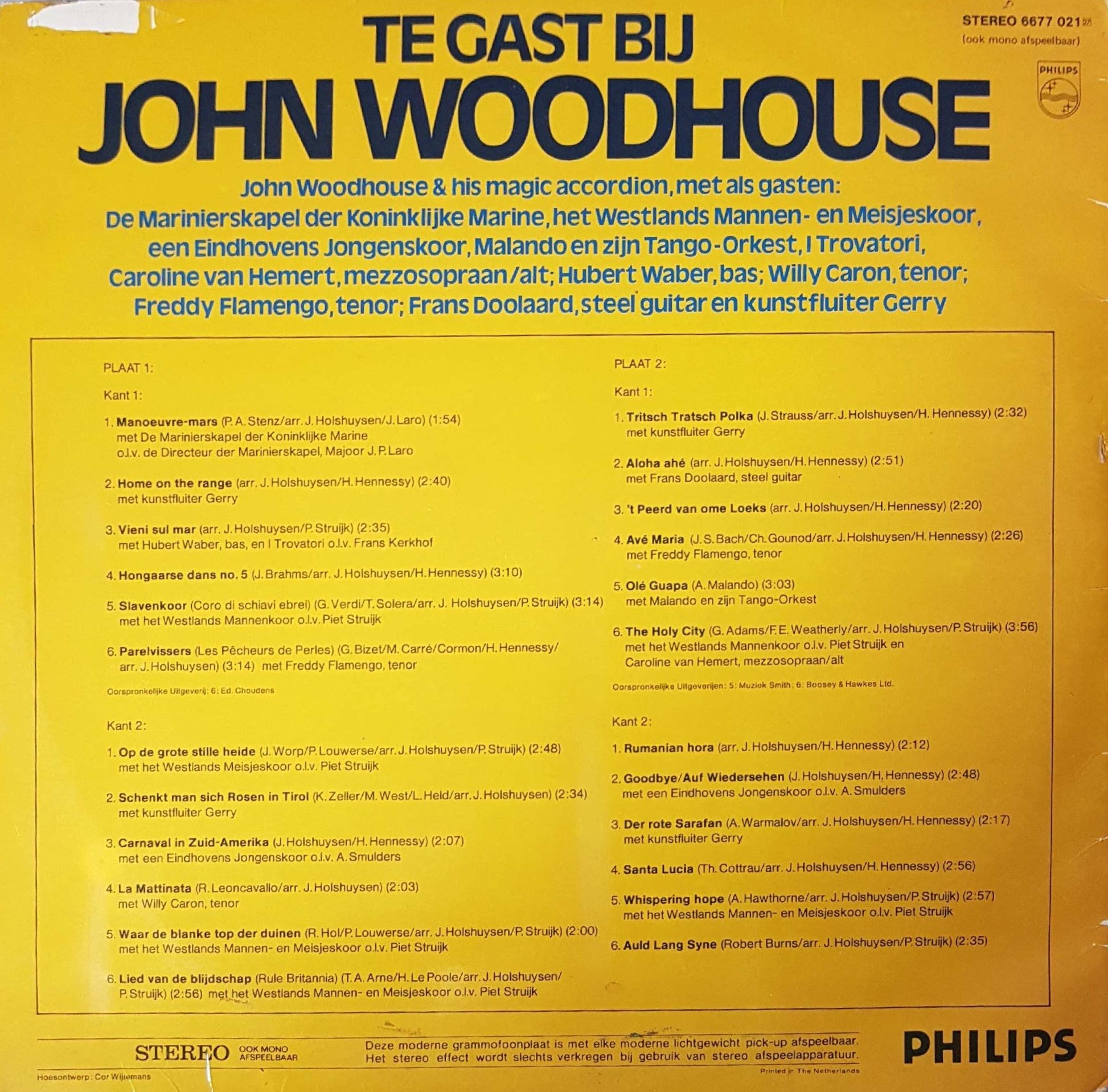 John Woodhouse, De Marinierskapel der Koninklijke Marine - Te Gast Bij John Woodhouse (LP) 41570 Vinyl LP Goede Staat