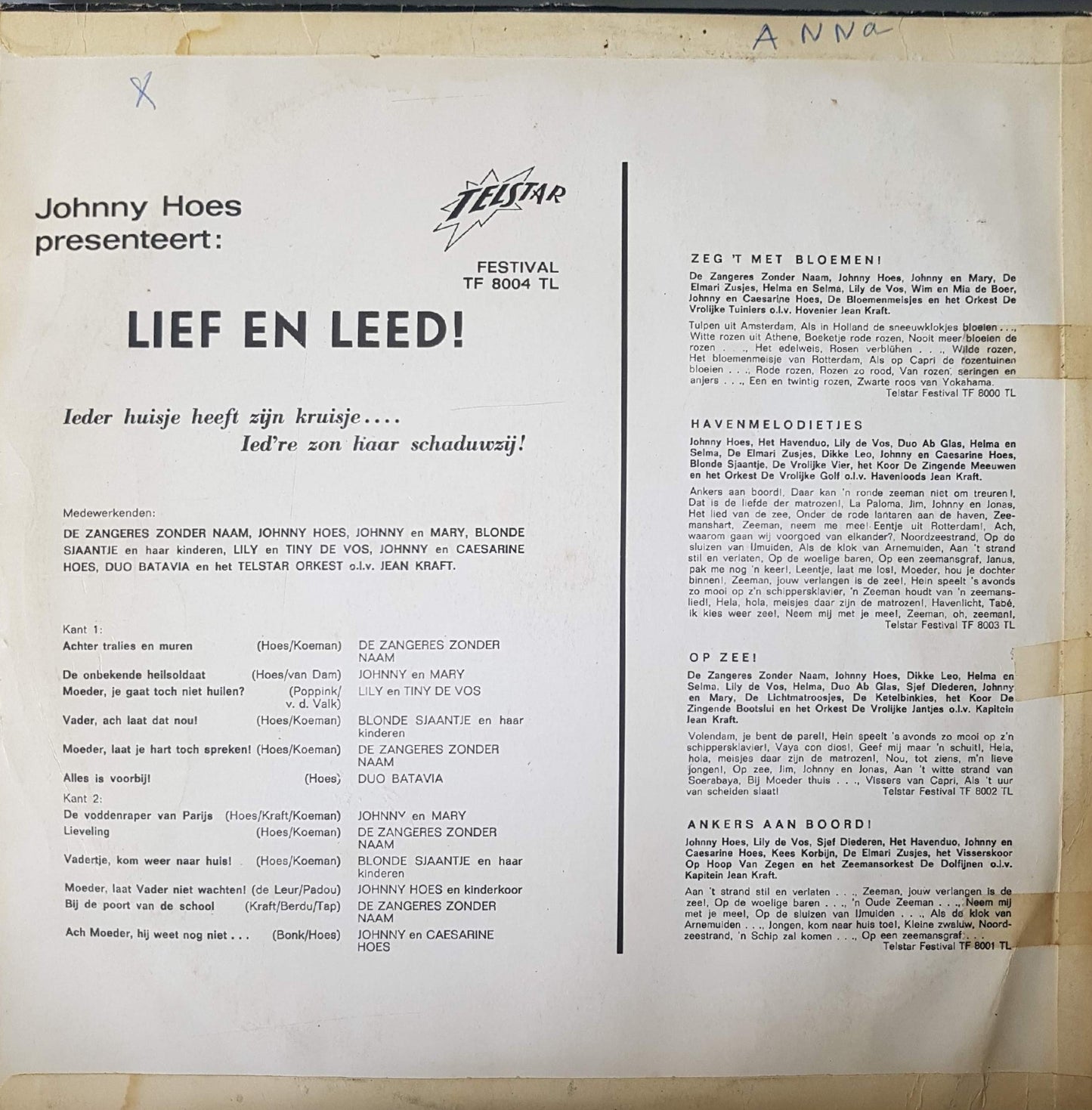 Zangeres Zonder Naam - Lief en Leed! (LP) 42951 Vinyl LP Goede Staat