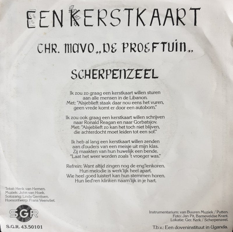 Chr. Mavo De Proeftuin Scherpenzeel - Een Kerstkaart 13180 Vinyl Singles Goede Staat