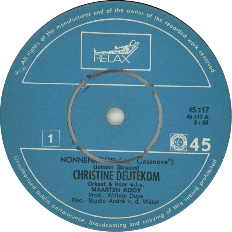 Christine Deutekom - Nonnenkoor 39835 Vinyl Singles Goede Staat