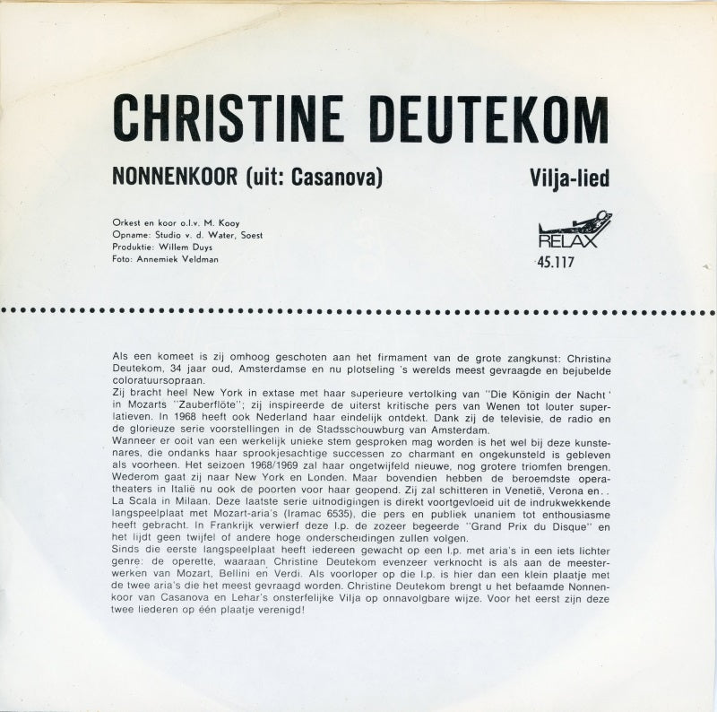 Christine Deutekom - Nonnenkoor 39835 Vinyl Singles Goede Staat