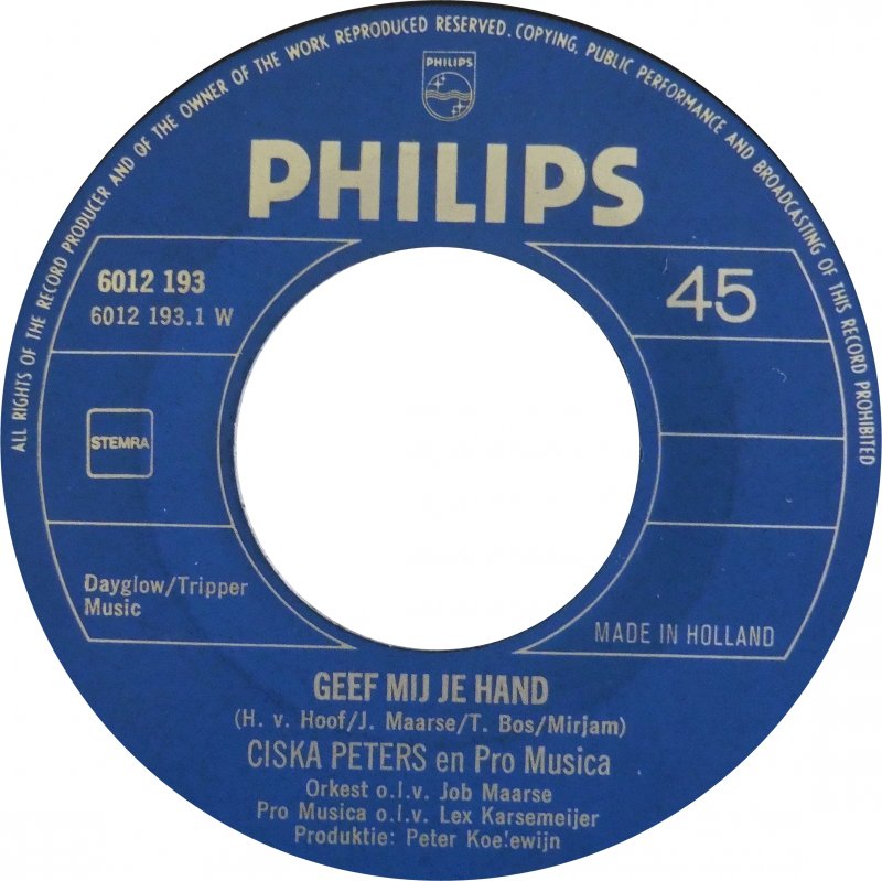 Ciska Peters - Geef Mij Je Hand Vinyl Singles Goede Staat