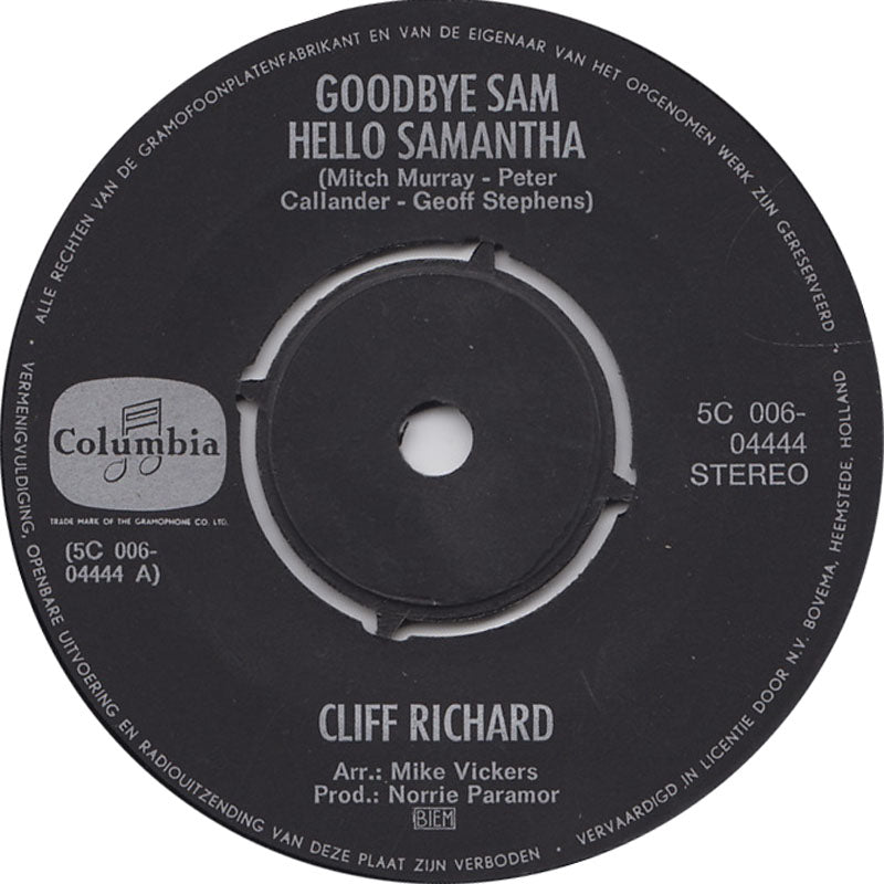 Cliff Richard - Goodbye Sam, Hello Samantha 08534 Vinyl Singles Goede Staat