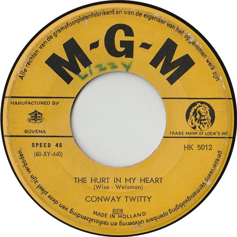 Conway Twitty - The Hurt In My Heart 02193 Vinyl Singles Goede Staat