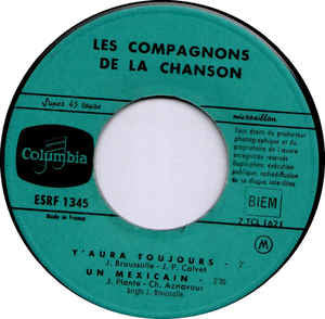 Compagnons De La Chanson - Y'Aura Toujours (EP) Vinyl Singles EP Goede Staat