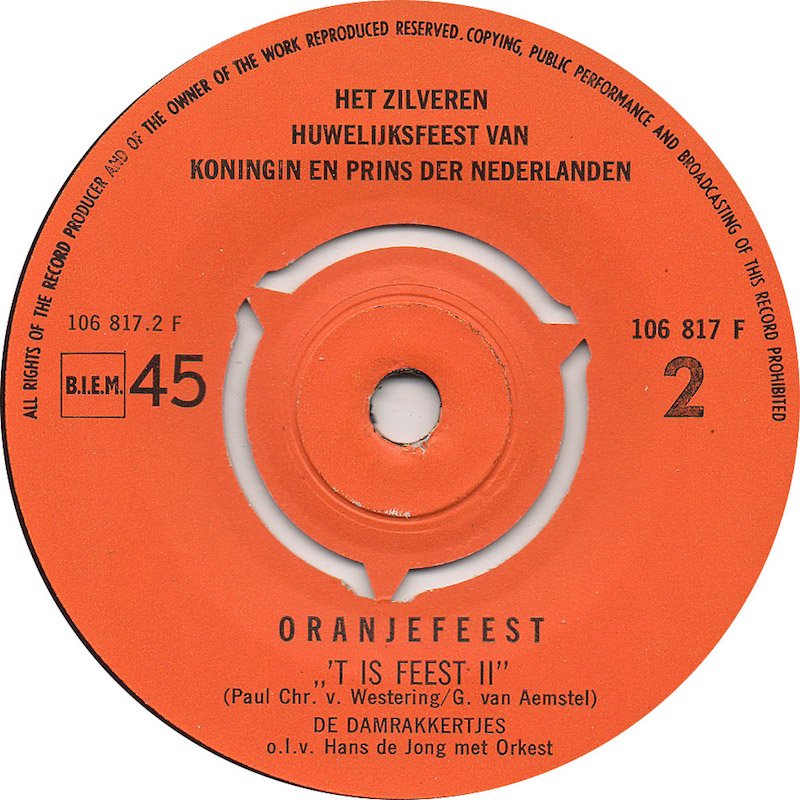 Oranjefeest - 'T Is  Feest 18528 Vinyl Singles Goede Staat