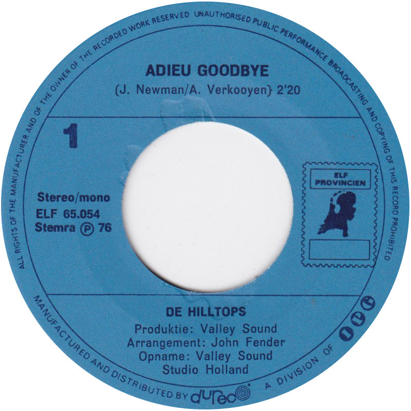 Hilltops - Adieu Goodbye 16300 Vinyl Singles Goede Staat