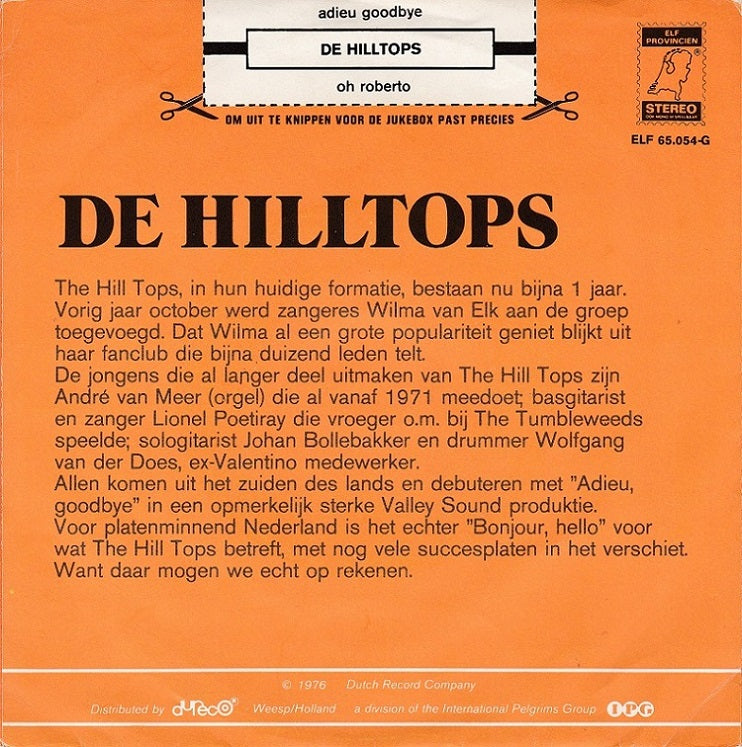 Hilltops - Adieu Goodbye 16300 Vinyl Singles Goede Staat