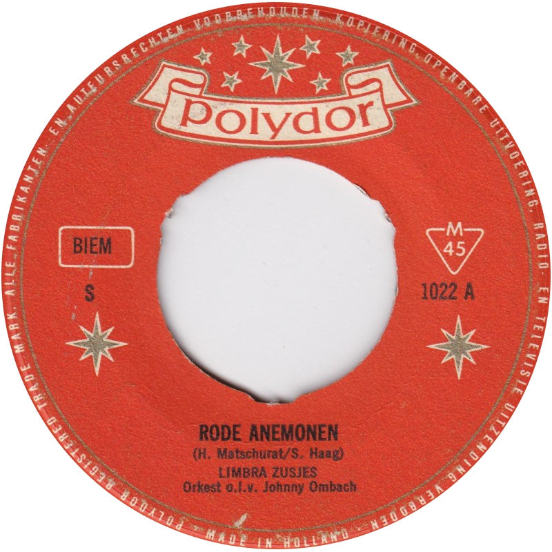 Limbra zusjes - Rode Anemonen 14014 Vinyl Singles Goede Staat