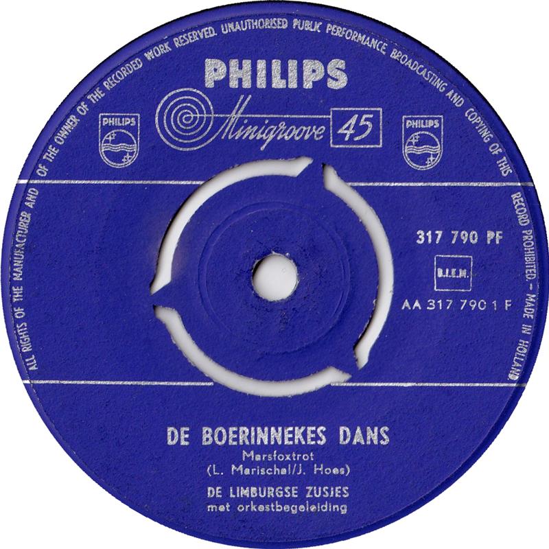 Limburgse Zusjes - De Boerinnekes Dans 34212 Vinyl Singles Goede Staat