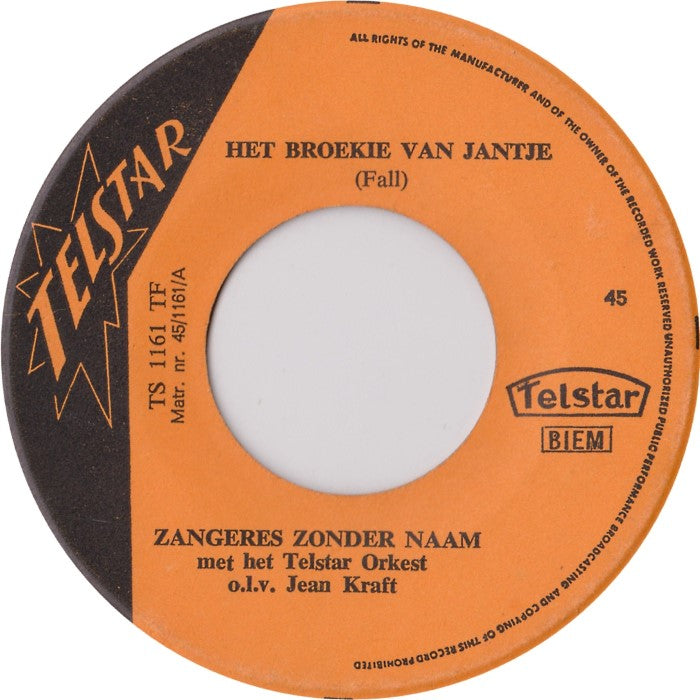 Zangeres Zonder Naam - Het Broekie Van Jantje 17141 Vinyl Singles Goede Staat