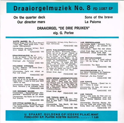 Draaiorgel De Drie Pruiken Eig. G. Perlee - Draaiorgelmuziek No. 8 (EP) 06623 Vinyl Singles EP Goede Staat