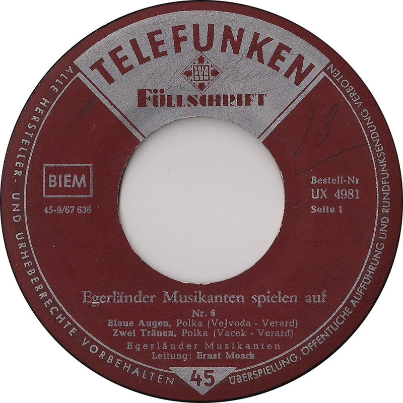 Original Egerländer Musikanten - Egerländer Musikanten Spielen Auf! - Nr. 6 (EP) 33683 Vinyl Singles EP Goede Staat