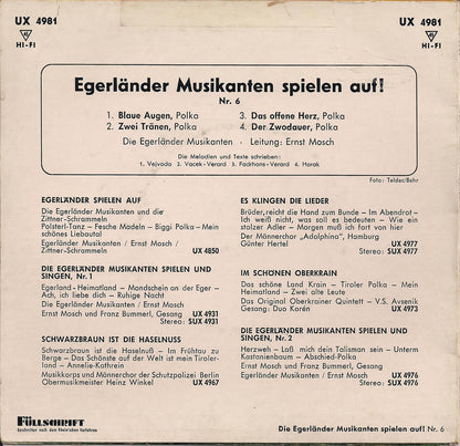 Original Egerländer Musikanten - Egerländer Musikanten Spielen Auf! - Nr. 6 (EP) 33683 Vinyl Singles EP Goede Staat