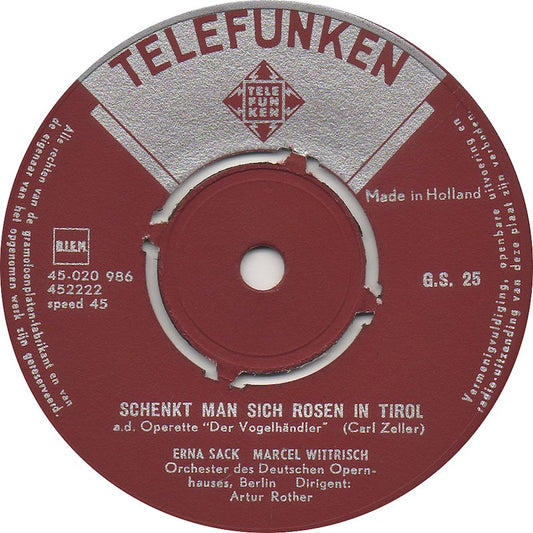 Erna Sack - Marcel Wittrisch - Niemand Liebt Dich So Wie Ich 13529 Vinyl Singles Goede Staat