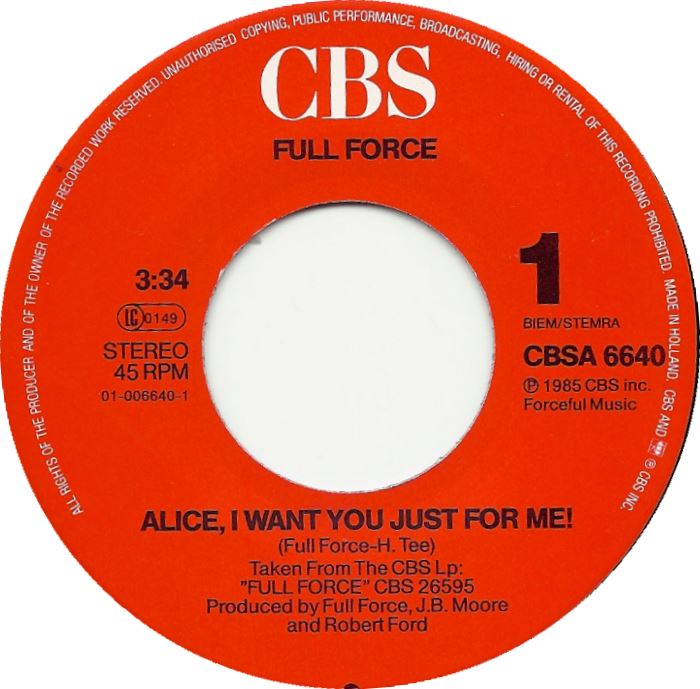 Full Force - Alice, I Want You Just For Me 11535 30516 Vinyl Singles Goede Staat